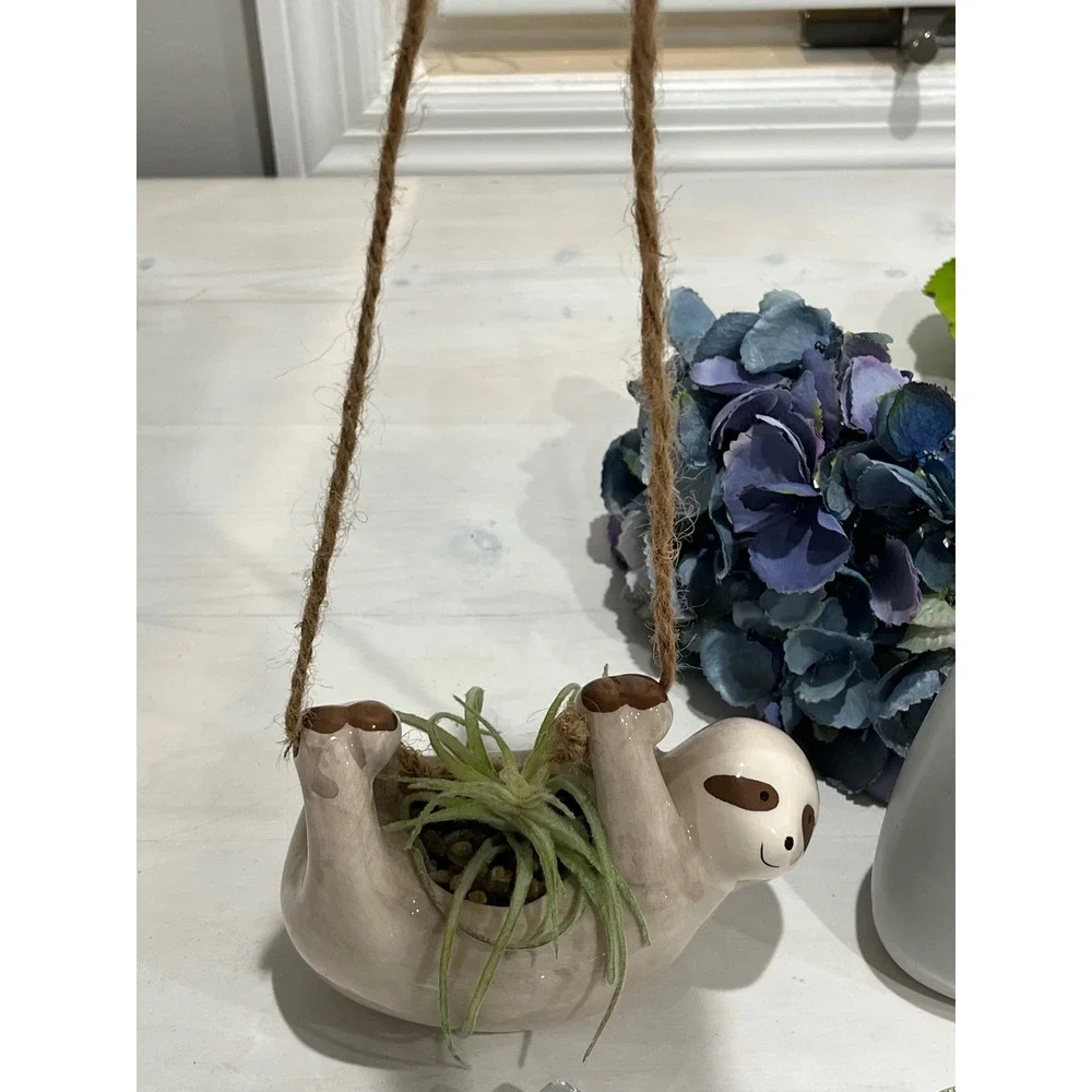 Lot‎ of Sloth Planter Face Vase Candle Holders Set Home Decor Accent Pieces